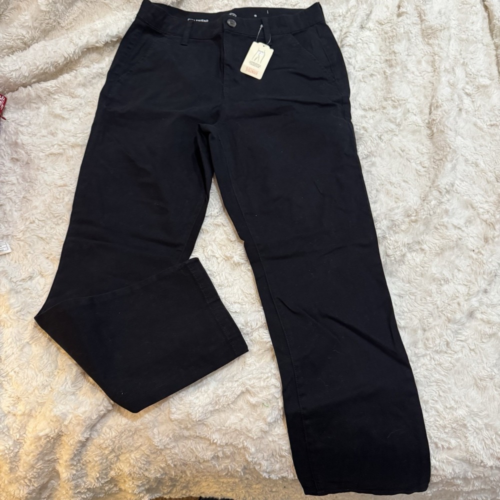 St John's Bay Women's Black Girlfriend Chino Mid-Rise Pants 8‎ NEW